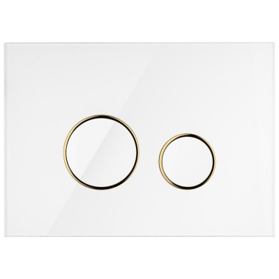 Oltens Lule przycisk spłukujący do WC szklany biały/złoty mat/biały 57203000