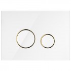 Oltens Lule przycisk spłukujący do WC szklany biały/złoty mat/biały 57203000