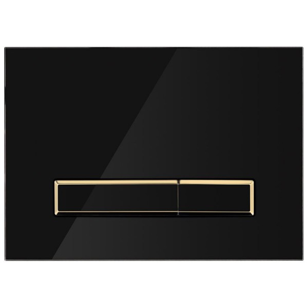 Oltens Torne przycisk spłukujący szklany do WC czarny/złoty mat/czarny 57202300