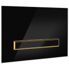 Oltens Torne przycisk spłukujący szklany do WC czarny/złoty mat/czarny 57202300