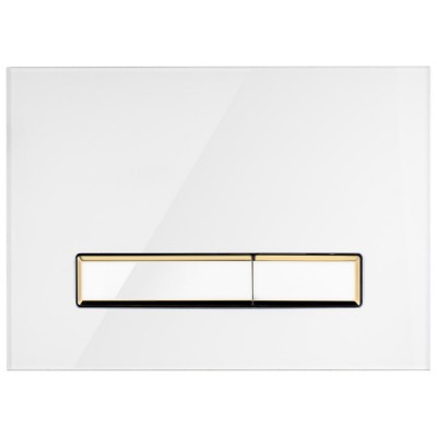 Oltens Torne przycisk spłukujący szklany do WC szklany biały/złoty mat/biały 57202000