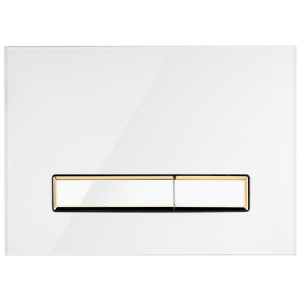 Oltens Torne przycisk spłukujący szklany do WC szklany biały/złoty mat/biały 57202000