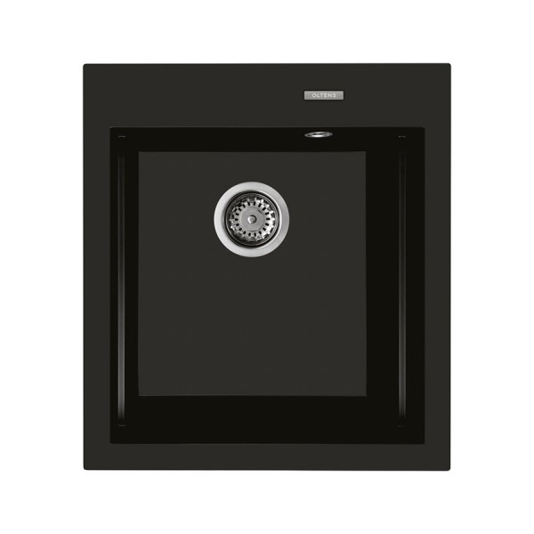 Oltens Gravan zlewozmywak granitowy 1-komorowy 47x51,5 cm czarny mat 72001300