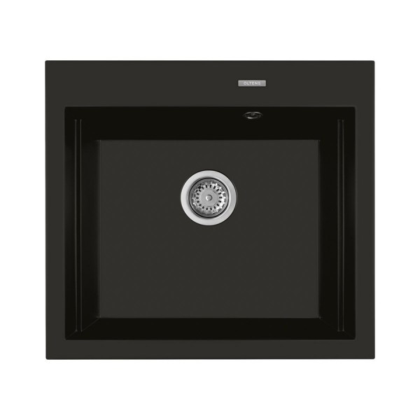Oltens Gravan zlewozmywak granitowy 1-komorowy 57x51,5 cm czarny mat 72000300