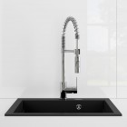 Oltens Gravan zlewozmywak granitowy 1-komorowy 57x51,5 cm czarny mat 72000300