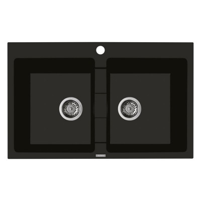 Oltens Gravan zlewozmywak granitowy 1-komorowy 57x51,5 cm czarny mat 72000300