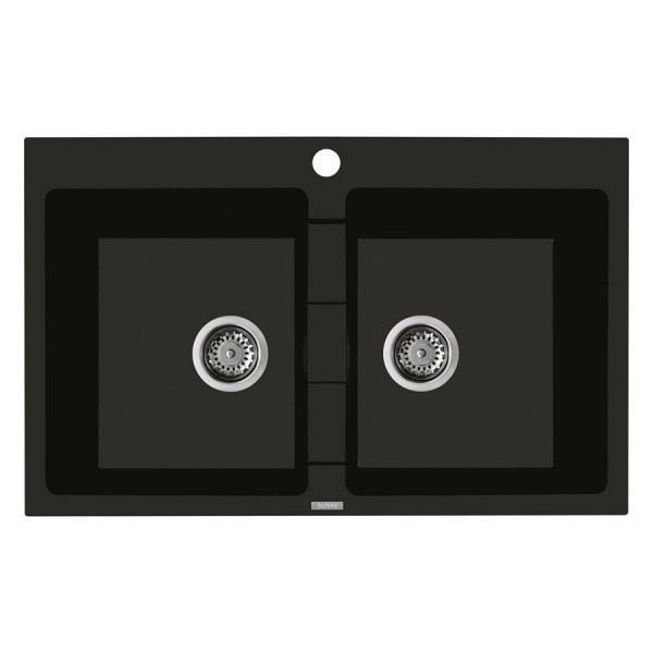 Oltens Gravan zlewozmywak granitowy 2-komorowy 78x50 cm czarny mat 72400300