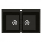 Oltens Gravan zlewozmywak granitowy 2-komorowy 78x50 cm czarny mat 72400300