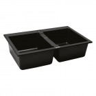 Oltens Gravan zlewozmywak granitowy 2-komorowy 78x50 cm czarny mat 72400300