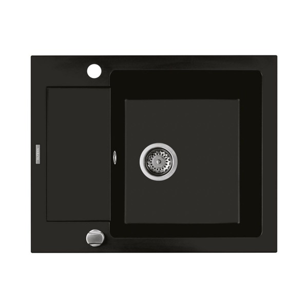 Oltens Gravan zlewozmywak granitowy 1-komorowy z krótkim ociekaczem 62x50 cm czarny mat 72102300