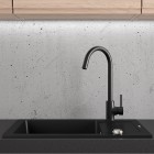 Oltens Gravan zlewozmywak granitowy 1-komorowy z krótkim ociekaczem 62x50 cm czarny mat 72102300