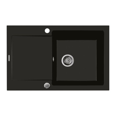 Oltens Gravan zlewozmywak granitowy 1-komorowy z krótkim ociekaczem 79x50 cm czarny mat 72100300