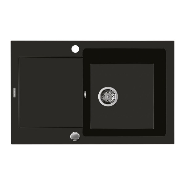 Oltens Gravan zlewozmywak granitowy 1-komorowy z krótkim ociekaczem 79x50 cm czarny mat 72100300