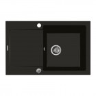Oltens Gravan zlewozmywak granitowy 1-komorowy z krótkim ociekaczem 79x50 cm czarny mat 72100300