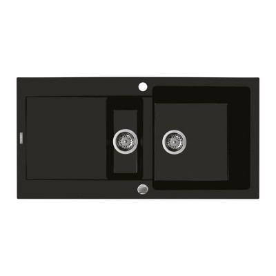 Oltens Gravan zlewozmywak granitowy 1-komorowy 57x51,5 cm czarny mat 72000300