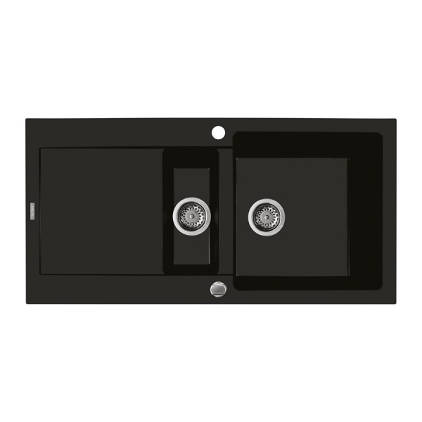 Oltens Gravan zlewozmywak granitowy 1,5-komorowy z ociekaczem 100x50 cm czarny mat 72300300
