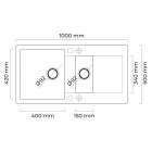 Oltens Gravan zlewozmywak granitowy 1,5-komorowy z ociekaczem 100x50 cm czarny mat 72300300