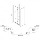 Oltens Trana kabina prysznicowa 90x80 cm prostokątna drzwi ze ścianką 20206100