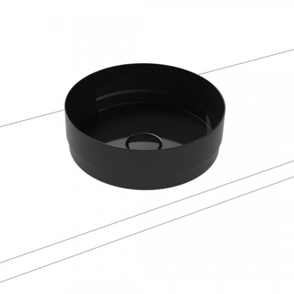 Kaldewei Nueva umywalka nablatowa okrągła 38 cm czarny błyszczący