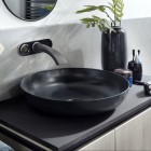 Kaldewei Miena umywalka nablatowa okrągła 45 cm czarny błyszczący