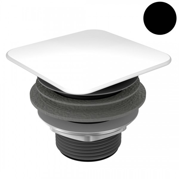 Kaldewei korek do umywalki kwadratowy bez przelewu czarny błyszczący