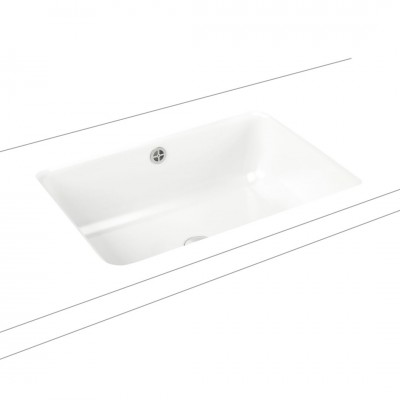 Kaldewei Cayono umywalka podblatowa prostokątna 59,6x42,6 cm stalowa biały błyszczący