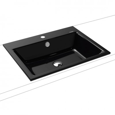 Kaldewei Puro umywalka wpuszczana w blat 60x46 cm czarny błyszczący 900106013701