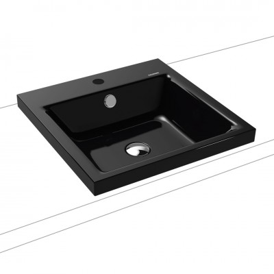 Kaldewei Puro umywalka wpuszczana w blat 46x46 cm czarny błyszczący 900306013701