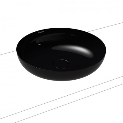 Kaldewei Miena umywalka nablatowa okrągła 45 cm stalowa czarny błyszczący