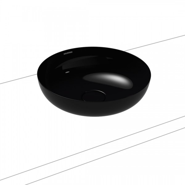 Kaldewei Miena umywalka nablatowa okrągła 38 cm stalowa czarny błyszczący