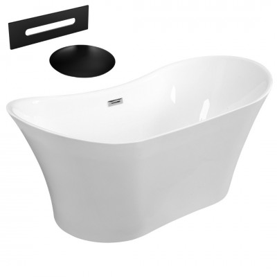 Besco Amber wanna wolnostojąca 170x80 cm z przelewem czarnym WAS-170-ABC