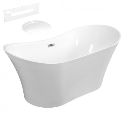 Besco Amber wanna wolnostojąca 170x80 cm z przelewem białym WAS-170-ABB