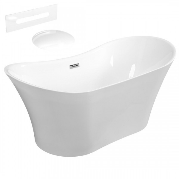 Besco Amber wanna wolnostojąca 170x80 cm z przelewem białym WAS-170-ABB