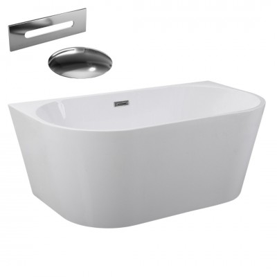 Besco Vica wanna wolnostojąca 150x80 cm z przelewem chrom WAS-150-V