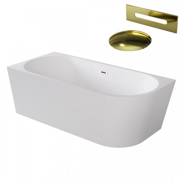 Besco Zoya wanna wolnostojąca 170x80 cm lewa z przelewem złotym WAS-170-ZLZ