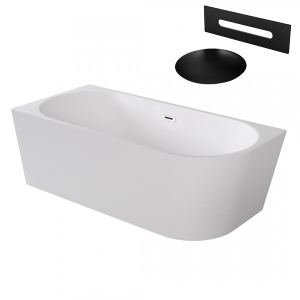 Besco Zoya wanna wolnostojąca 170x80 cm lewa z przelewem czarnym WAS-170-ZLC