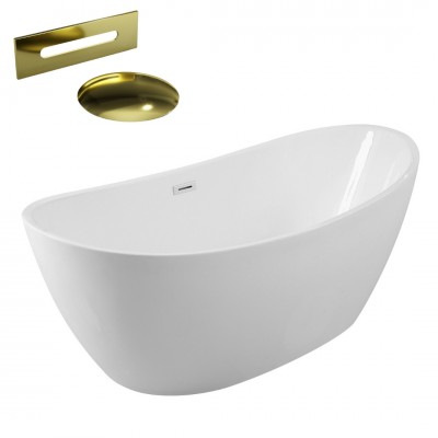 Besco Ayla wanna wolnostojąca 170x80 cm z przelewem złotym WAS-170-AZL
