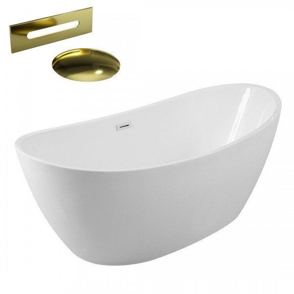 Besco Ayla wanna wolnostojąca 170x80 cm z przelewem złotym WAS-170-AZL