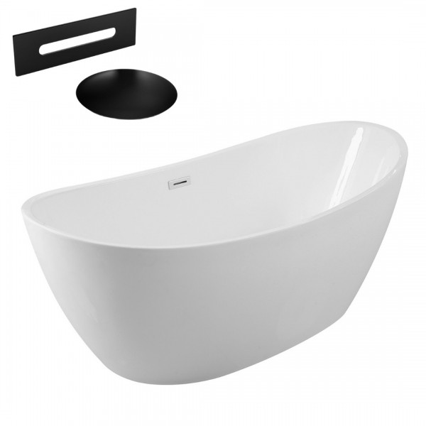 Besco Ayla wanna wolnostojąca 170x80 cm z przelewem czarnym WAS-170-ACZ