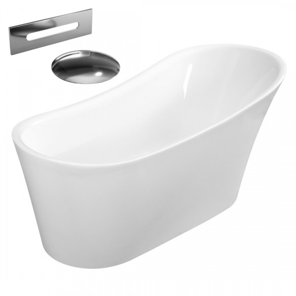 Besco Calima wanna wolnostojąca 170x74 cm z przelewem chrom WAS-170-C