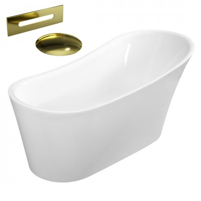 Besco Calima wanna wolnostojąca 170x74 cm z przelewem złotym WAS-170-CZL