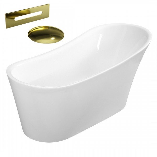 Besco Calima wanna wolnostojąca 170x74 cm z przelewem złotym WAS-170-CZL