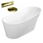 Besco Calima wanna wolnostojąca 170x74 cm z przelewem złotym WAS-170-CZL