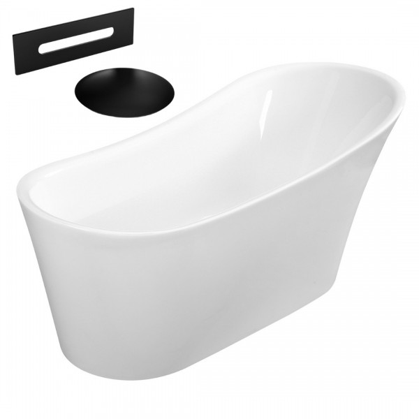 Besco Calima wanna wolnostojąca 170x74 cm z przelewem czarnym WAS-170-CCZ