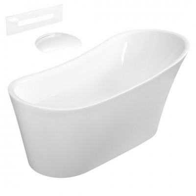 Besco Calima wanna wolnostojąca 170x74 cm z przelewem białym WAS-170-CBI
