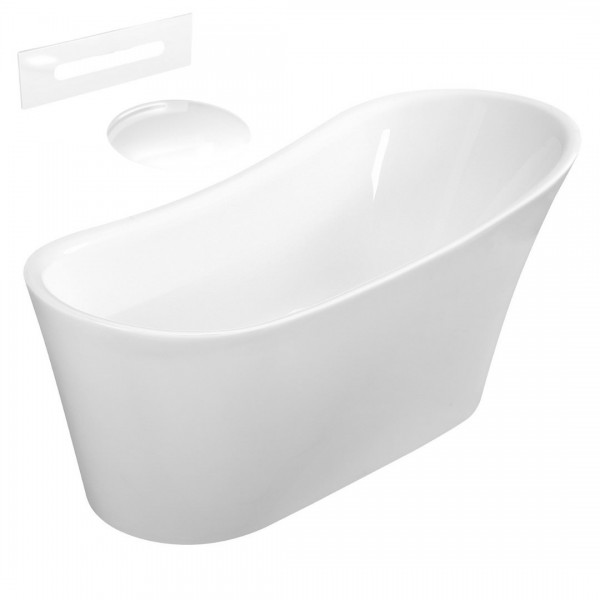 Besco Calima wanna wolnostojąca 170x74 cm z przelewem białym WAS-170-CBI
