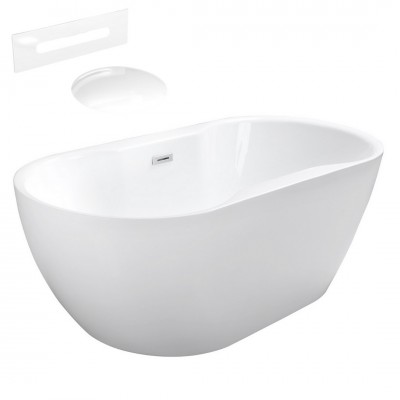 Besco Navia wanna wolnostojąca 150x80 cm z przelewem białym WAS-150-NBI