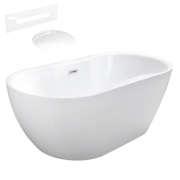 Besco Navia wanna wolnostojąca 150x80 cm z przelewem białym WAS-150-NBI