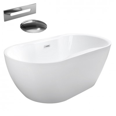 Besco Navia wanna wolnostojąca 150x80 cm z przelewem chrom WAS-150-N