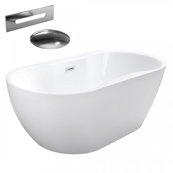 Besco Navia wanna wolnostojąca 150x80 cm z przelewem chrom WAS-150-N